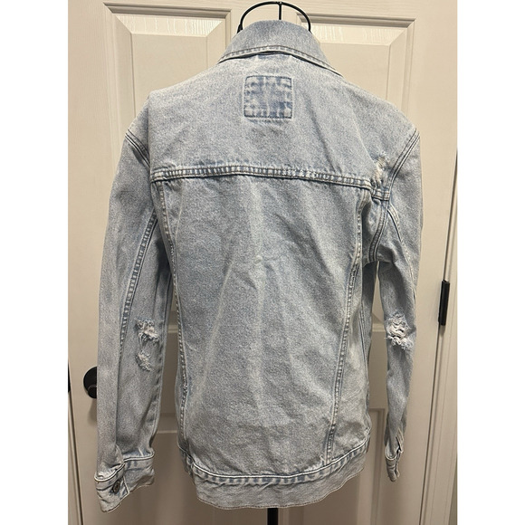 Abercrombie & Fitch Women Distressed Denim Jacket Size M Light Wash 100% Cotton - Picture 6 of 16